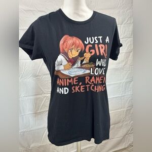 Anime Girl Black Tee Women’s Size Large